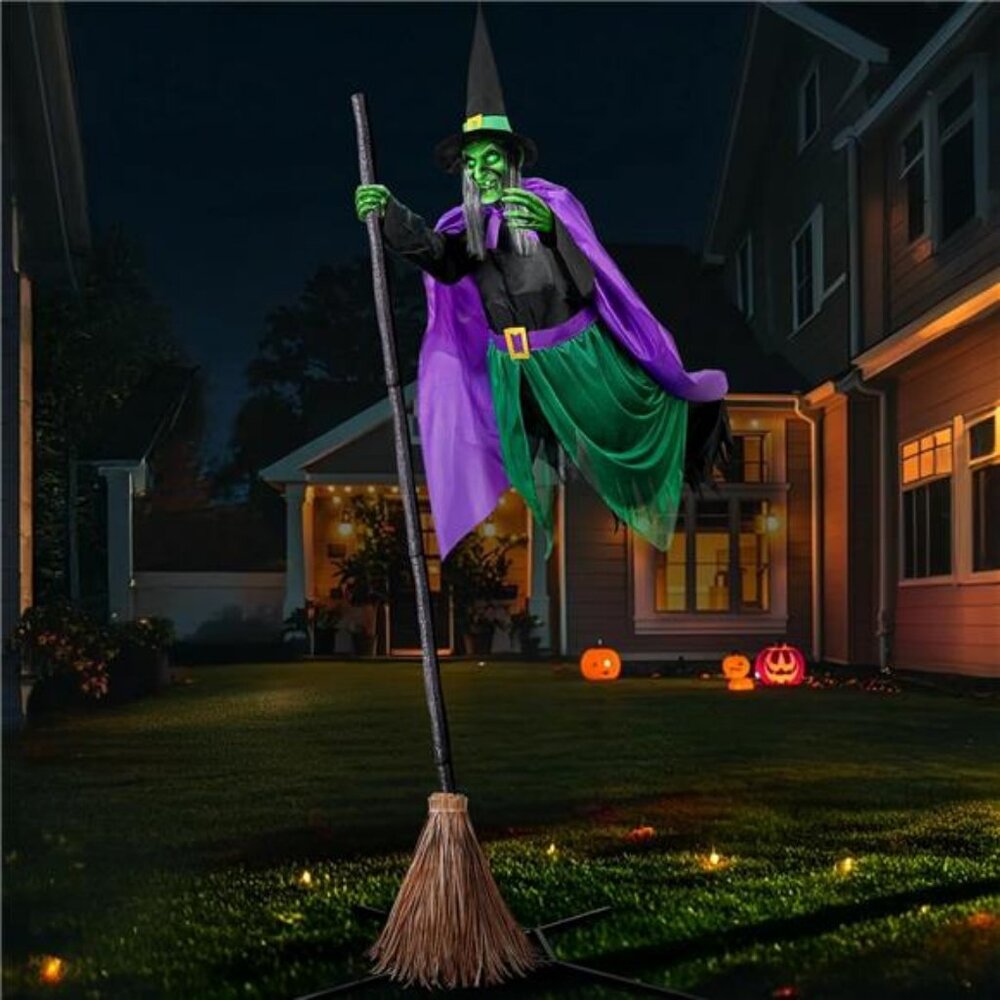 Halloween Decorations Outdoor - 12 Ft Animated Hovering Witch Animatronics Prop